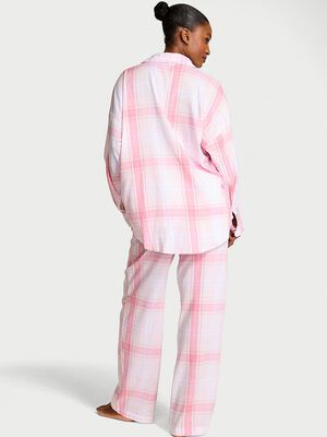 Modal-Cotton Gingham Long Pajama Set