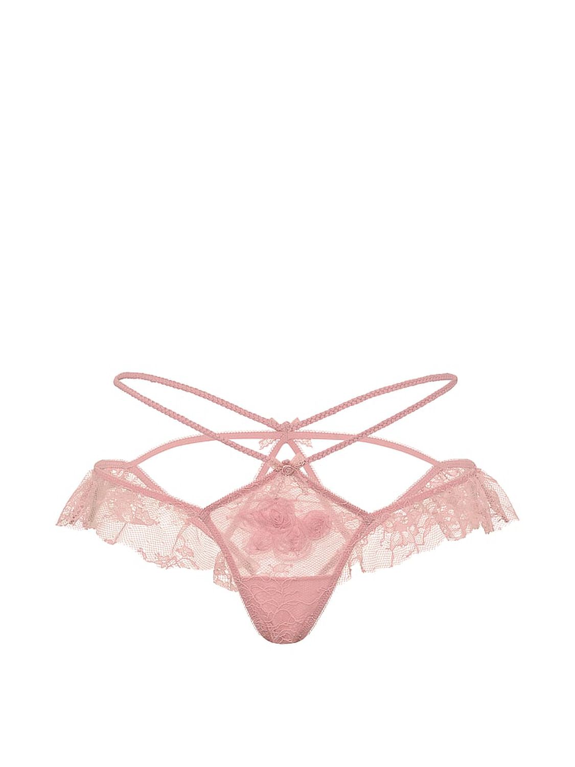 vs Dream Angels Rosette Reverie Open-Back Flutter Panty Chalk Rose 3 of 3 