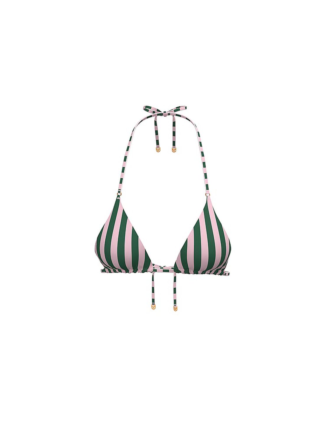 vs Victoria's Secret Swim Essential Triangle Bikini Top Pink & Green Stripes 3 of 4 