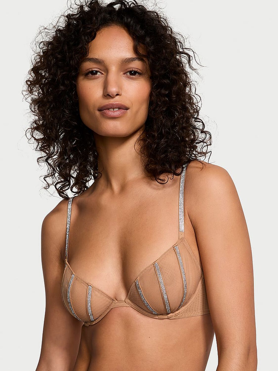 vs Very Sexy Sheer Shine Low-Cut Demi Bra Toffee 1 of 4 