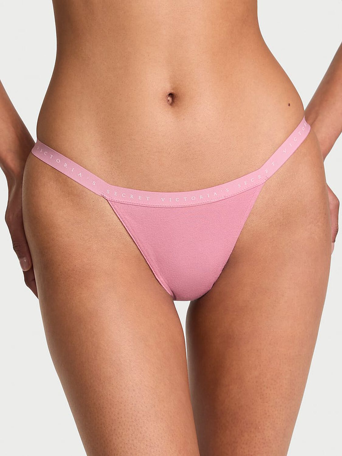 vs Victoria's Secret Stretch Cotton V-String Panty Lilac Pink 3 of 6 