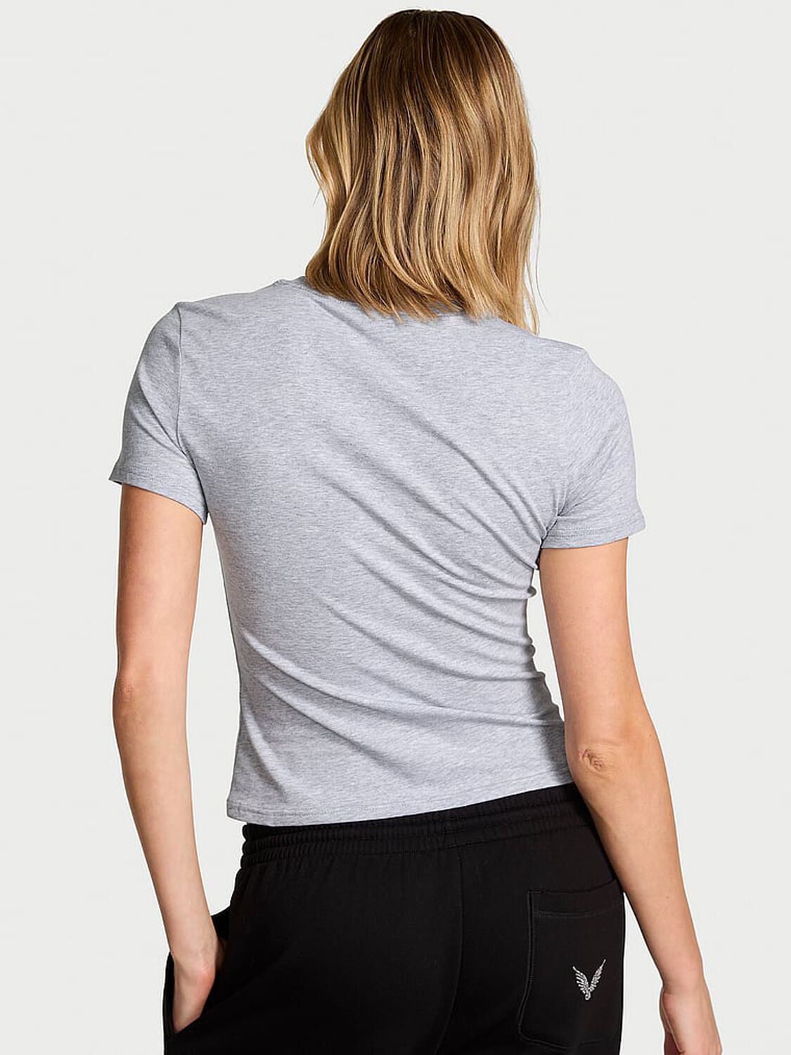 vs Angel Essentials Stretch Cotton Fitted Tee Medium Heather Grey 2 of 3 