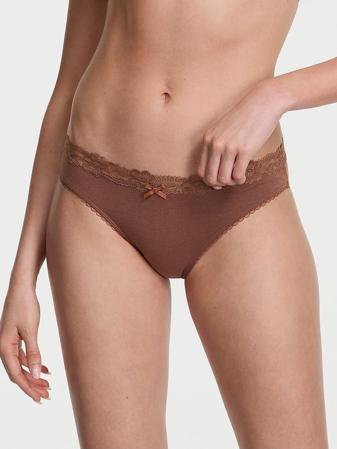 vs Victoria's Secret Stretch Cotton Lace-Waist Bikini Panty 1 of 3 
