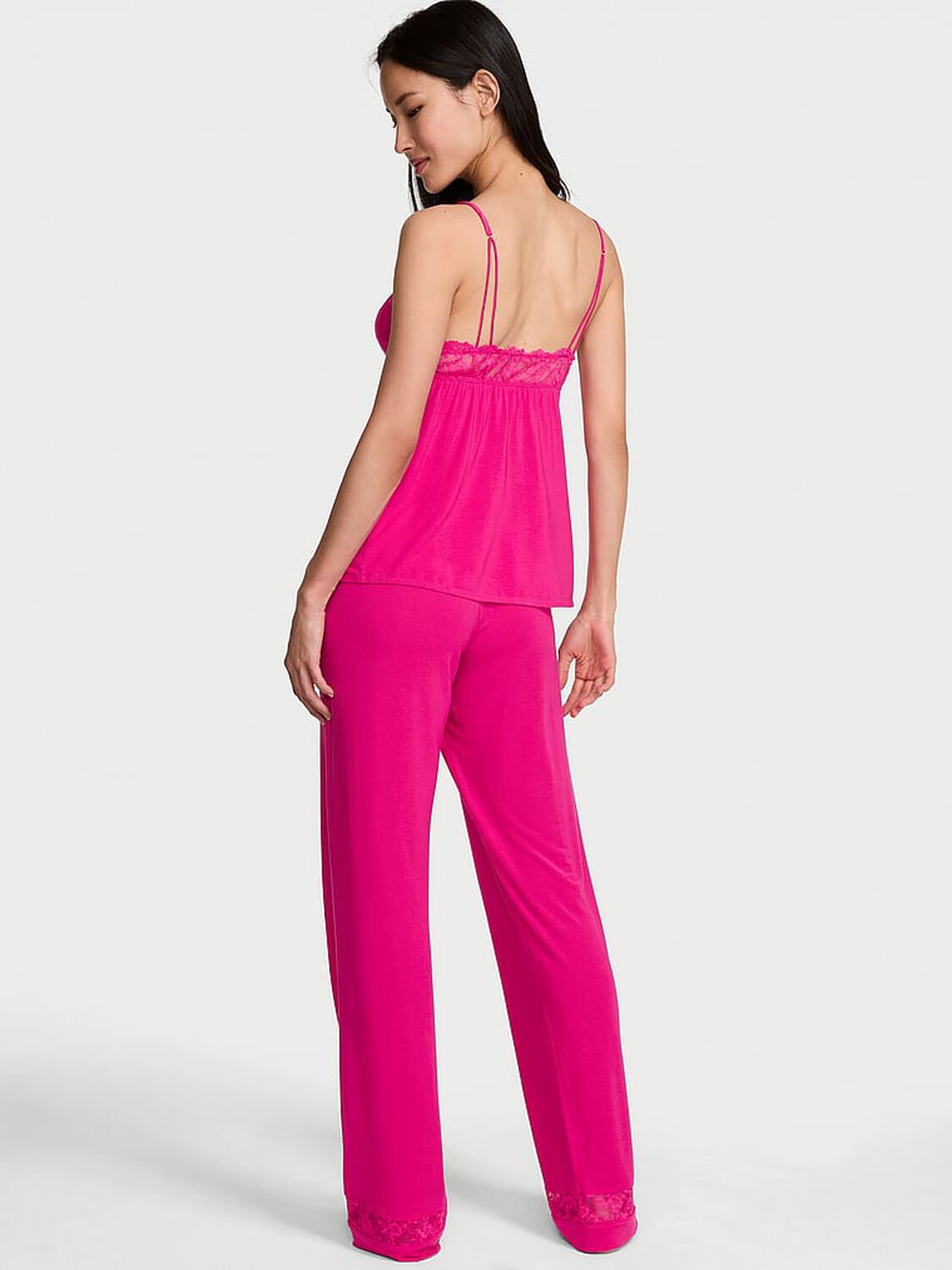 vs Victoria's Secret SoSoft&trade; Modal Lace-Trim Cami & Pants Set Pop Pink 2 of 2 