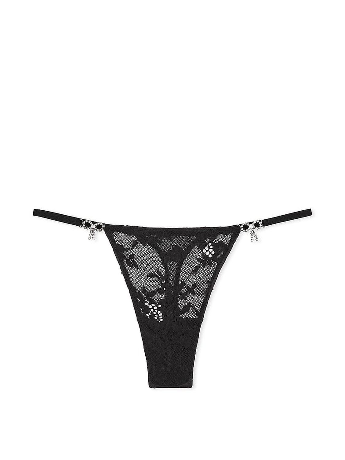 vs Dream Angels Twinkle Bow Lace Thong Panty Black 3 of 3 