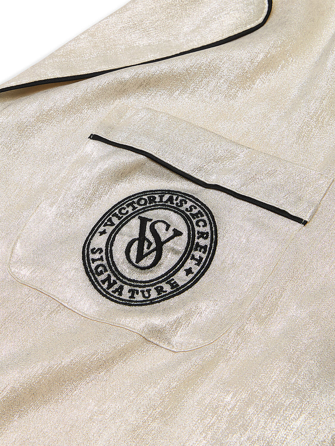 vs Victoria's Secret Glazed Satin Long Pajama Set Candelight Fiona Foil 4 of 4 