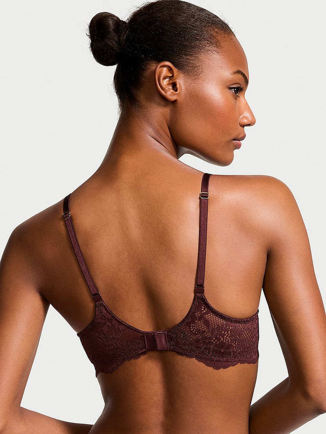 vs Dream Angels Lace Push-Up Bra Burgundy Brown 2 of 4 