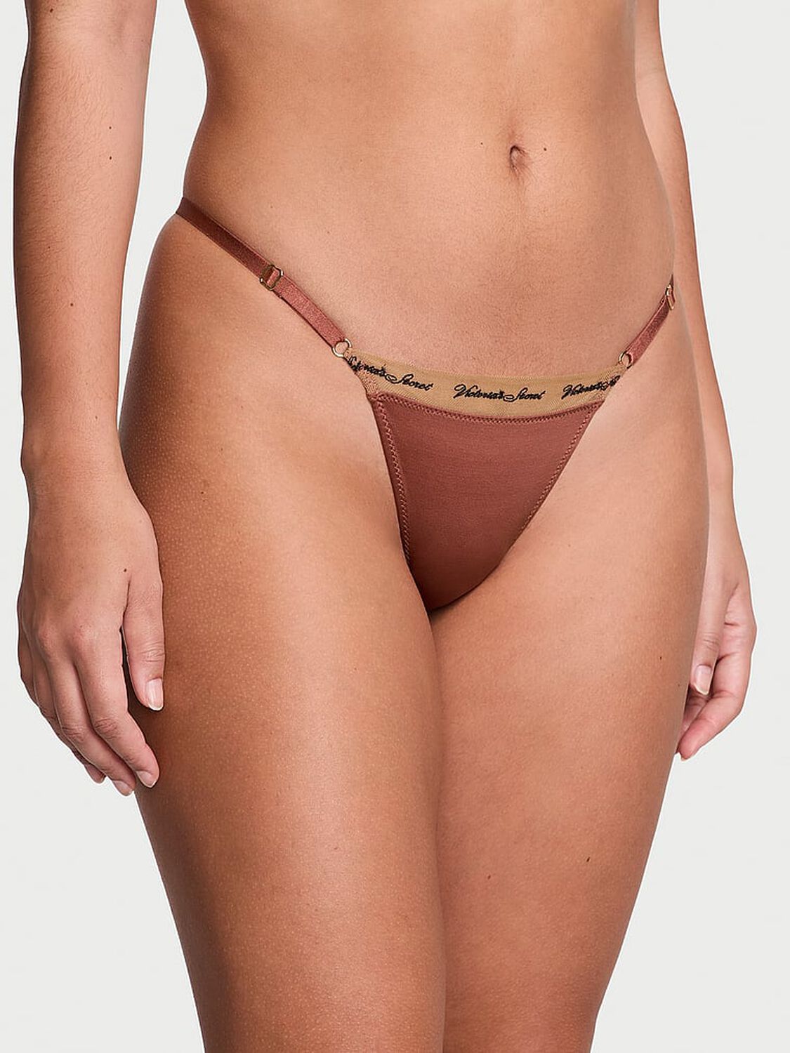 vs Very Sexy Logo Embroidery Adjustable Thong Panty Clay 1 of 4 