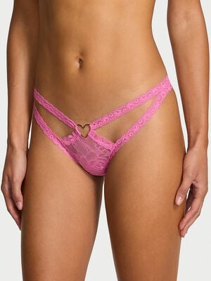 Lace Heart Hardware Strappy Thong Panty