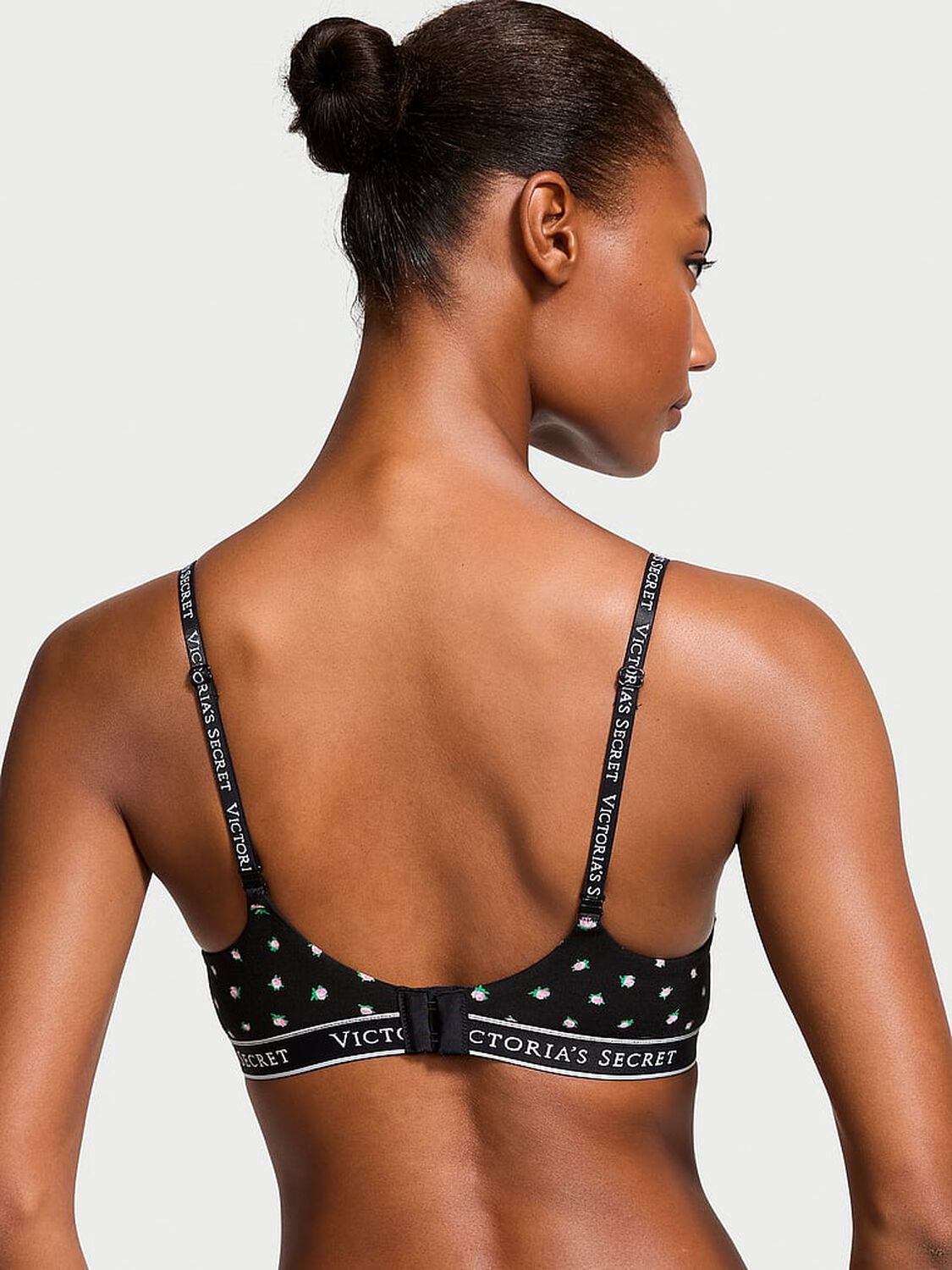 vs The T-Shirt Lightly Lined Wireless Cotton Bra Black Ditsy Floral 1 of 3 