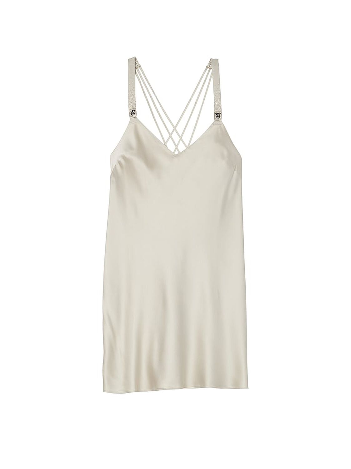 vs Victoria's Secret Scattered Shine Strap Satin Strappy-Back Slip Classic Sandstone 3 of 4 