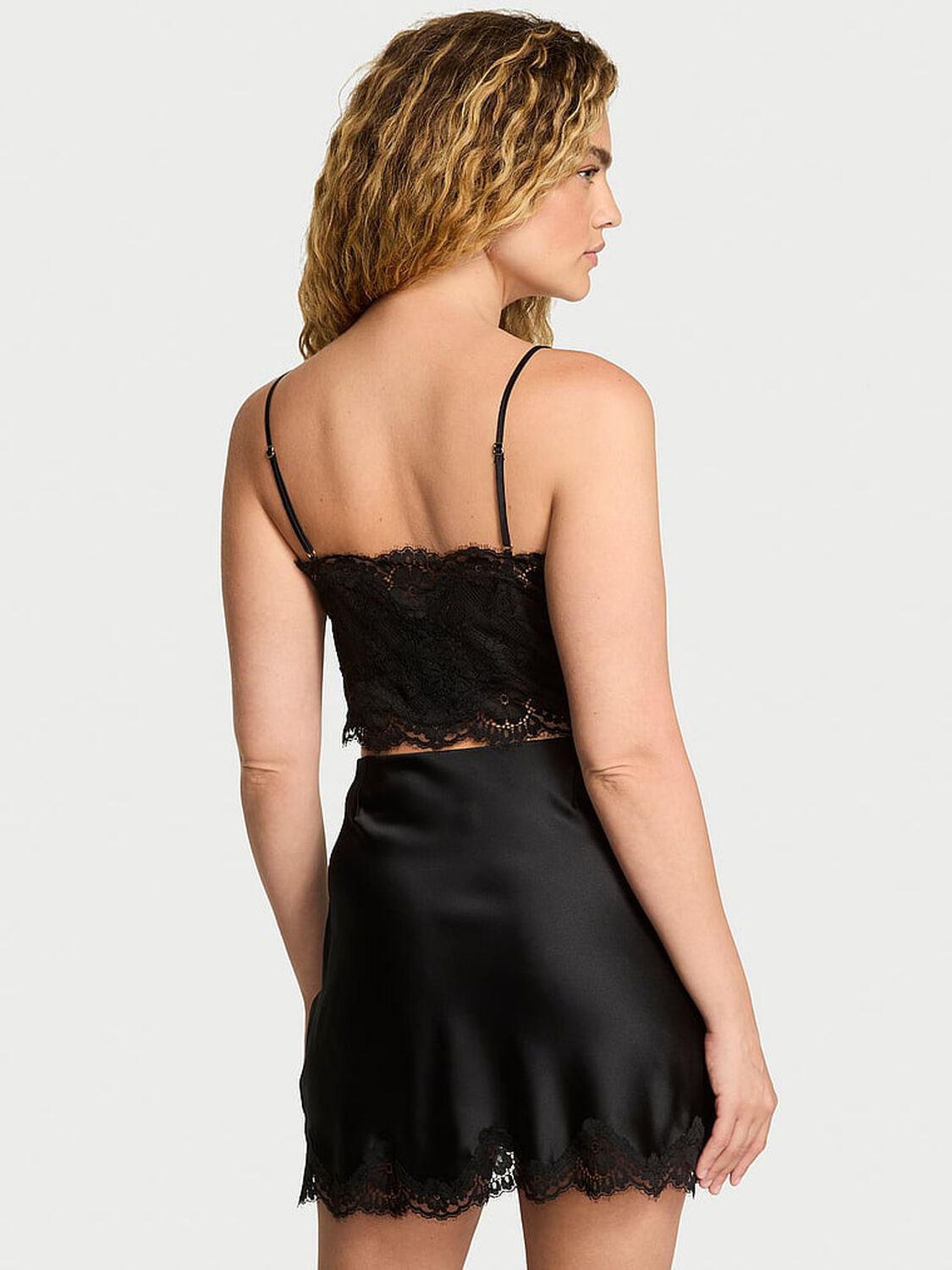 vs Dream Angels Satin Lace Cami & Mini Skirt Set Black 2 of 4 