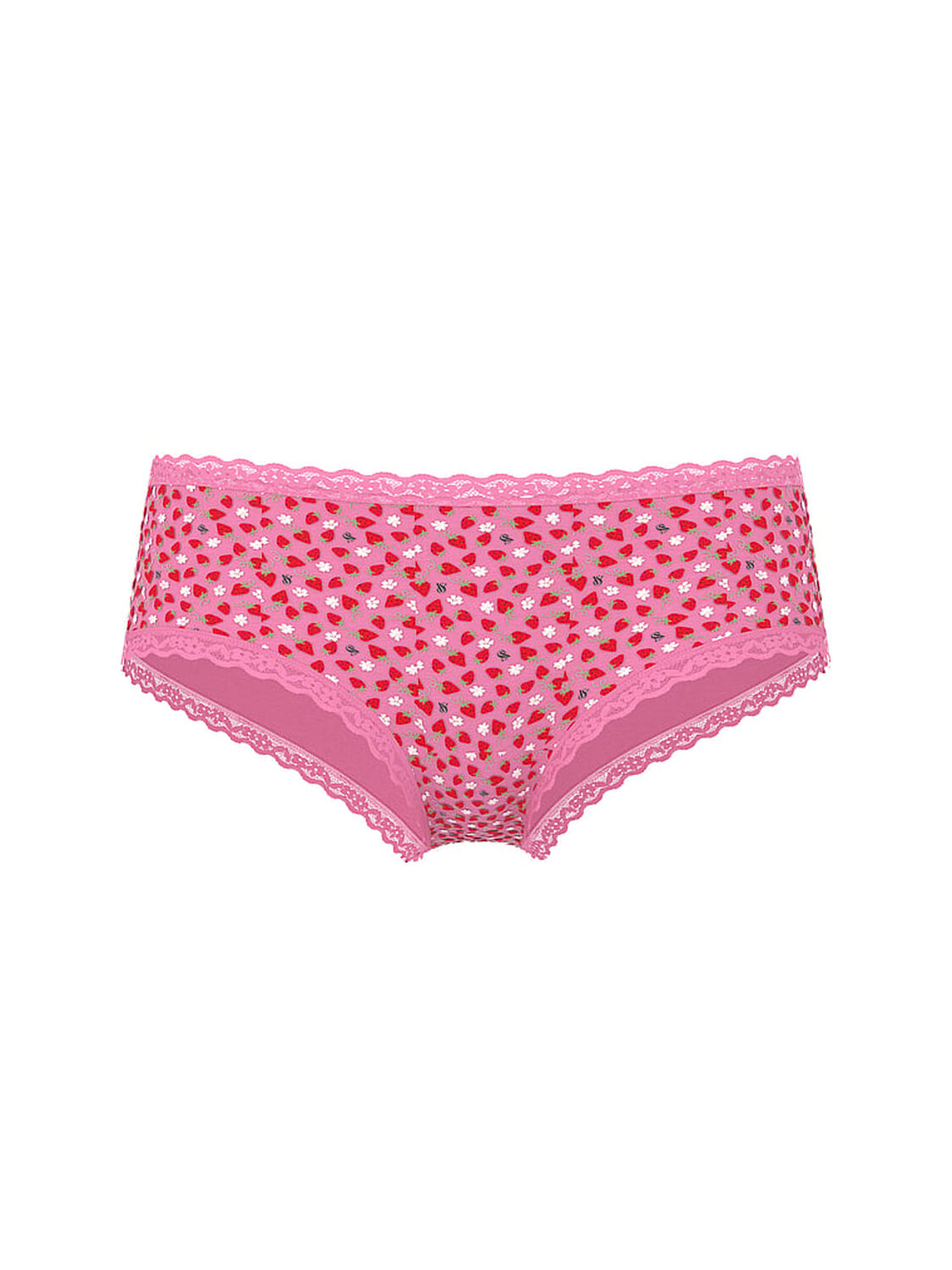 vs Lace Trim Cotton Lace-Waist Cheeky Panty Pink Sugar Strawberries 3 of 3 