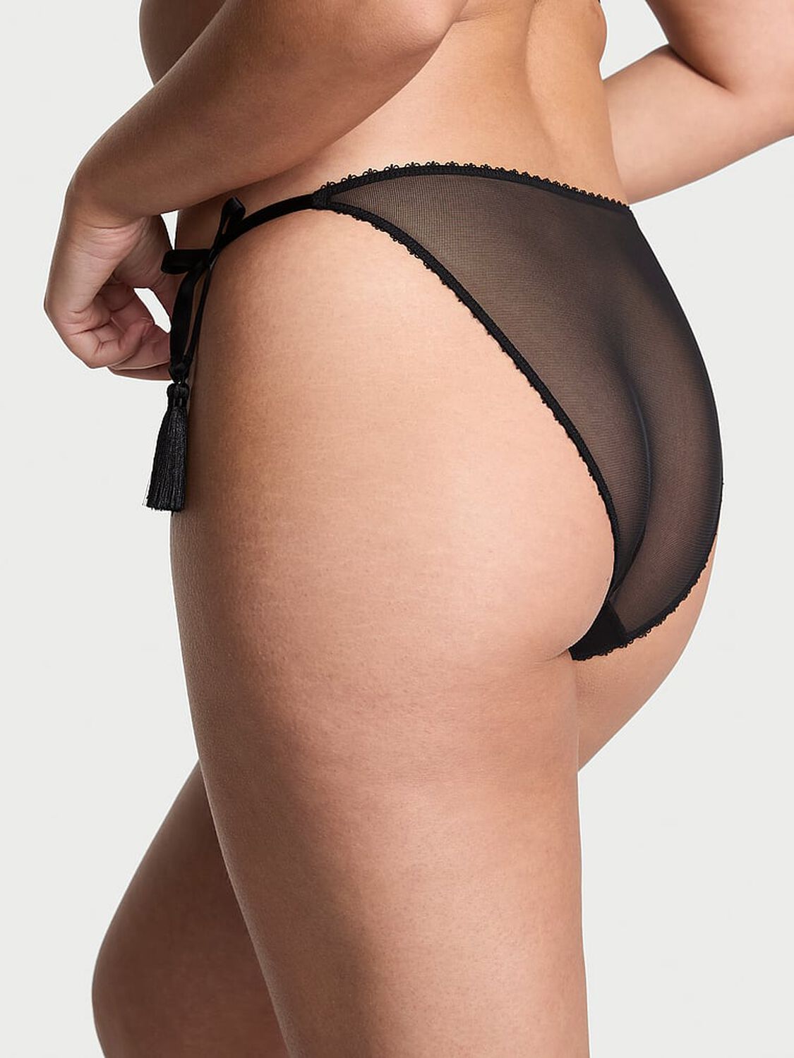 vs Very Sexy Electric Orchid Satin Side-Tie Cheeky Panty Black 2 of 3 