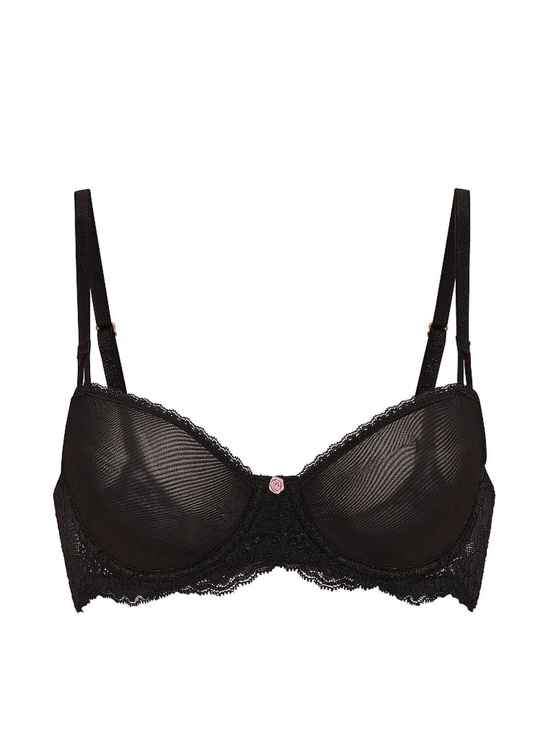 vs Dream Angels Wicked Sheer Unlined Balconette Bra Black 3 of 4 