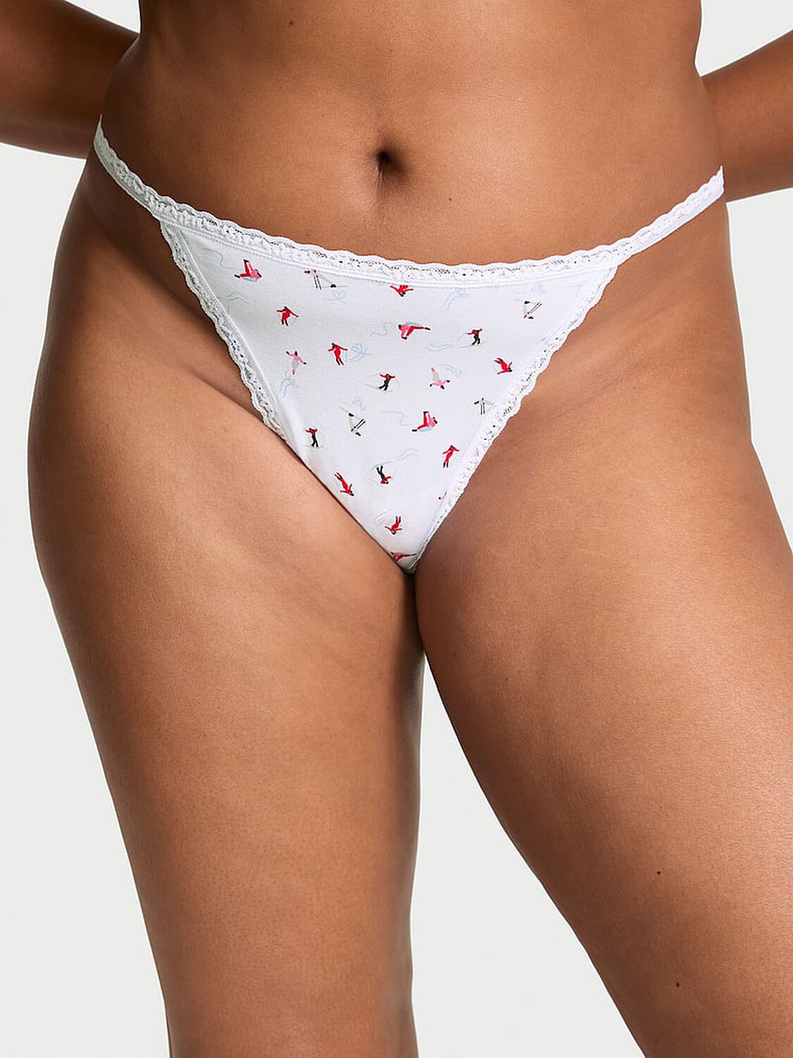 vs The Lacie Lace-Trim Cotton V-String Panty 1 of 3 