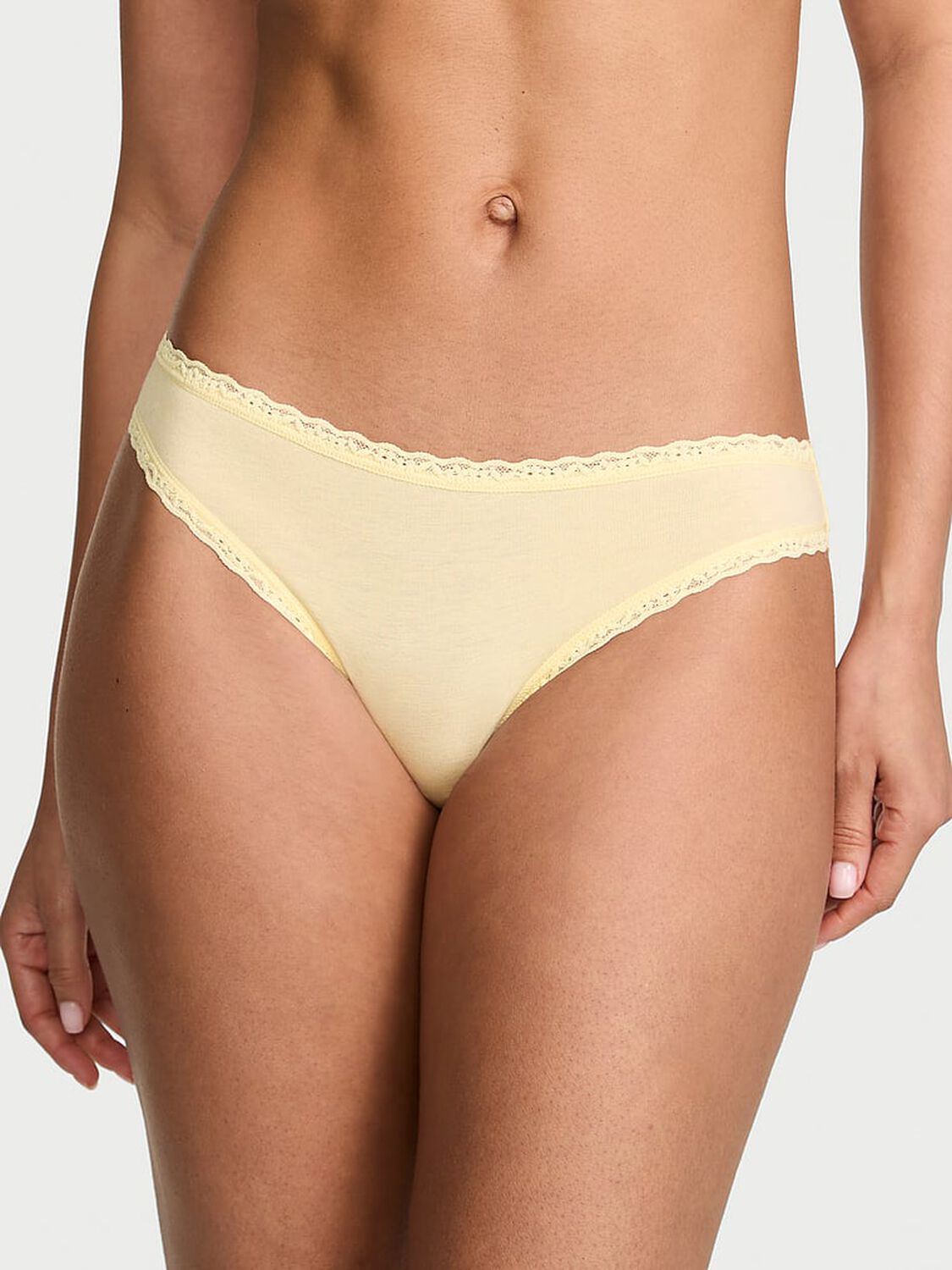 vs Lace Trim Lace-Waist Bikini Panty Sunny Honey 1 of 2 