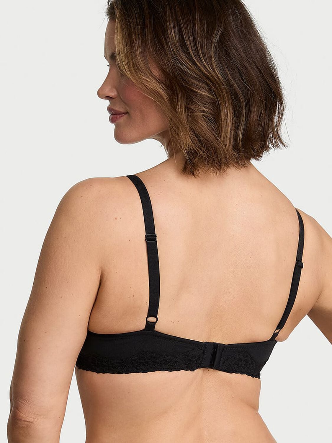 vs The T-Shirt Cotton Lace-Trim Lightly Lined Wireless Bra Black 2 of 3 