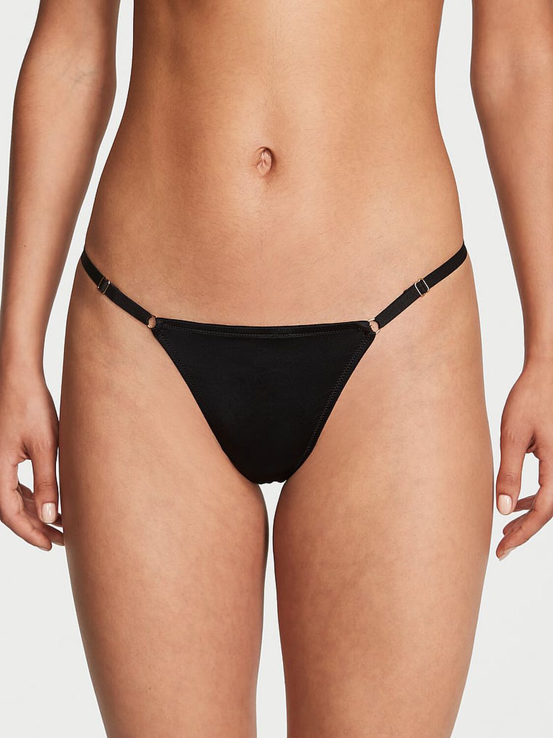 vs Very Sexy V-Hardware Adjustable V-String Panty Black 1 of 3 