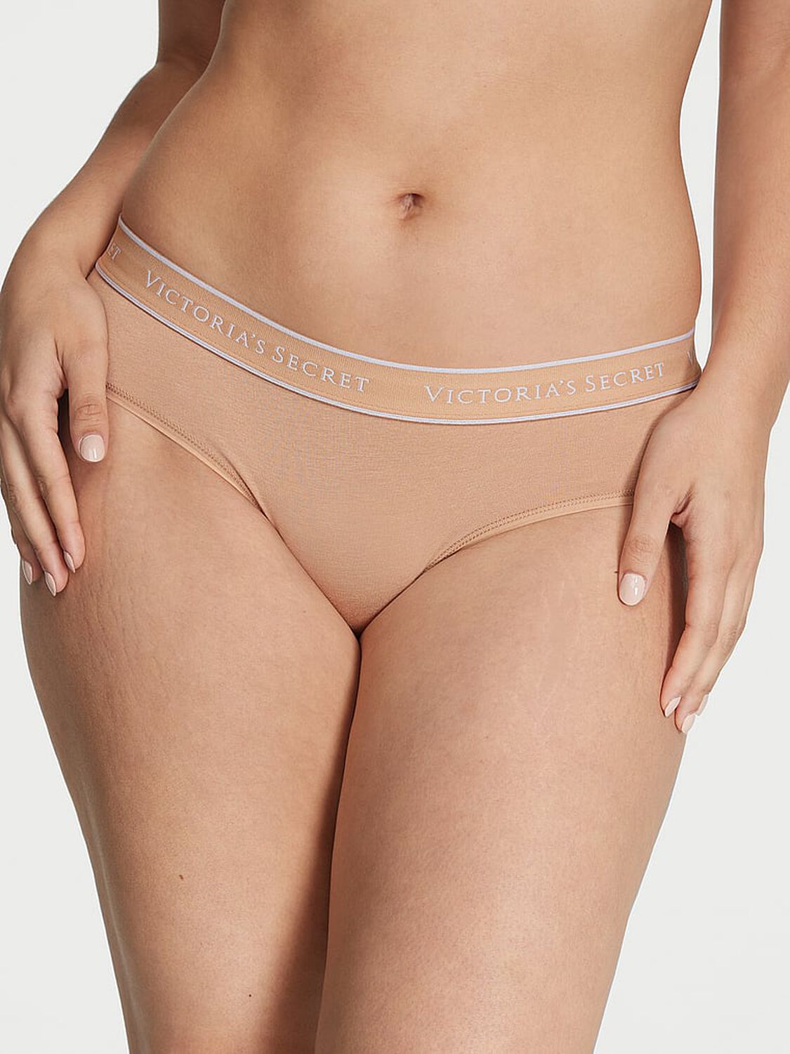 vs Cotton Logo Cotton Hiphugger Panty Praline 1 of 3 