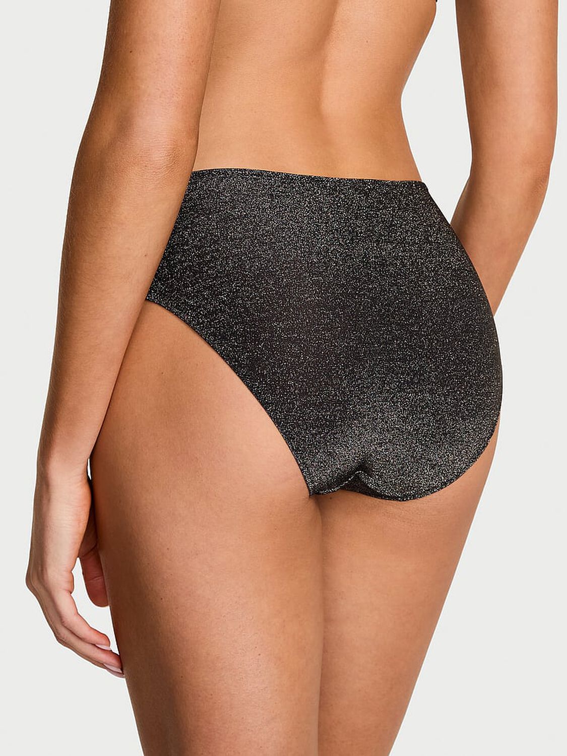 vs Body By Victoria Body by Victoria Flex Shimmer Mid-Rise Bikini Panty Black Shimmer 2 of 2 