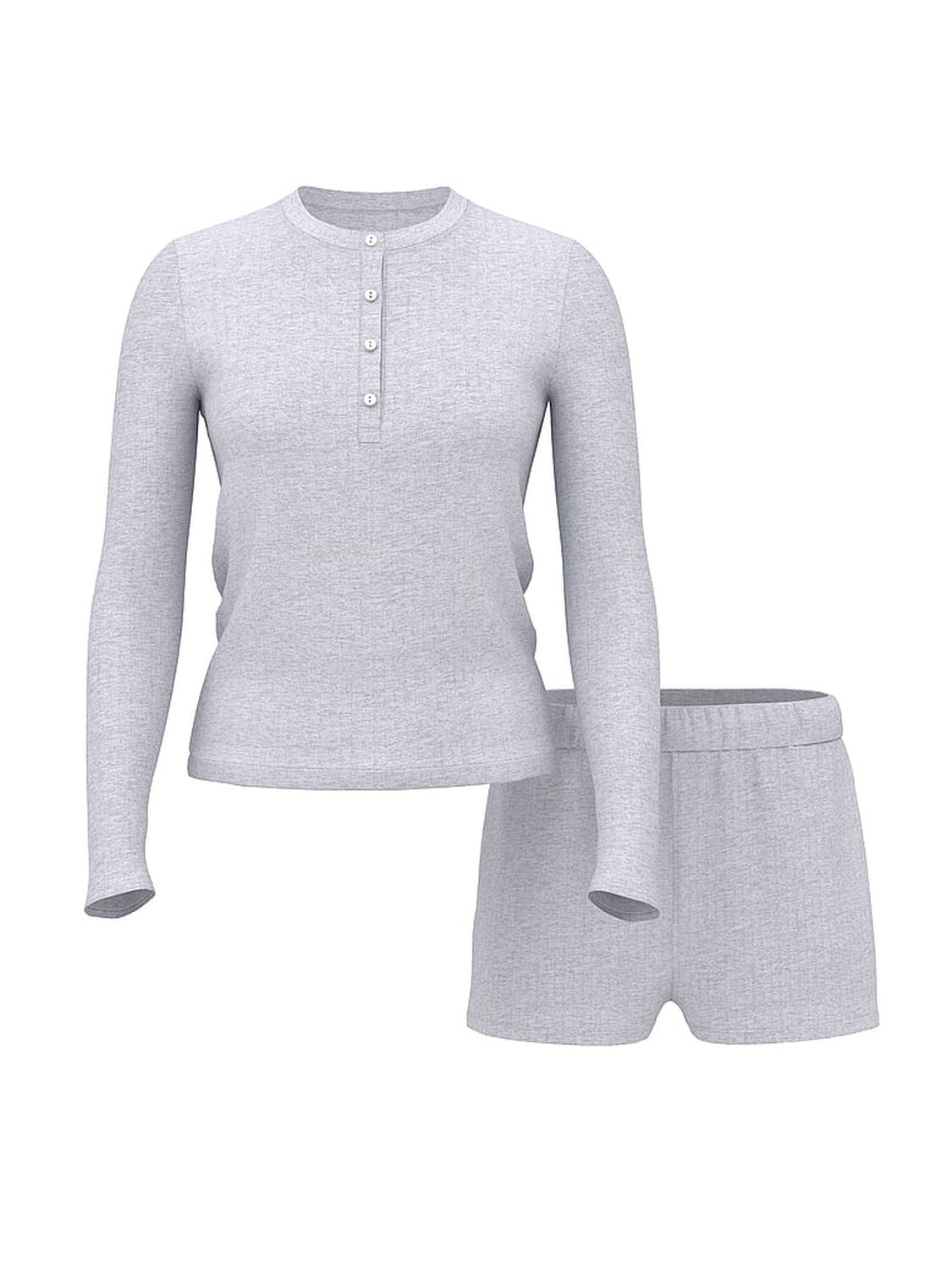 vs Victoria's Secret SoSoft&trade; Modal Wide-Rib Long-Sleeve Henley & Shorts Set Medium Heather Grey 3 of 3 
