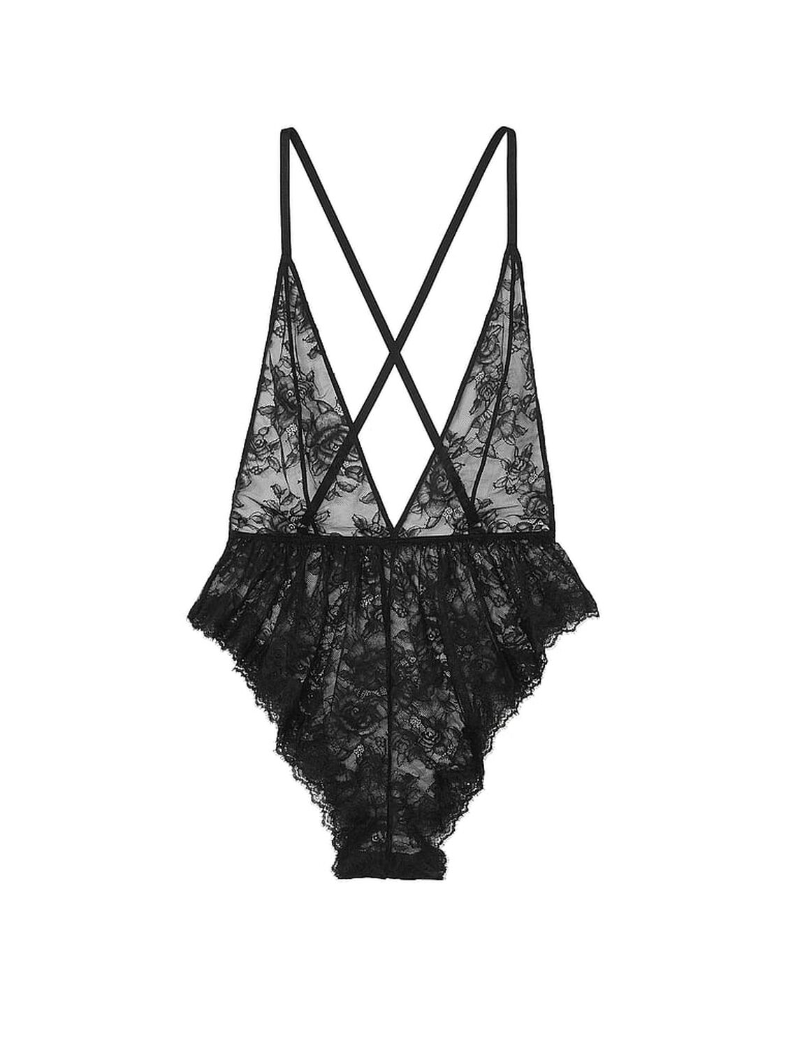vs Victoria's Secret Rose Lace Plunge Flutter Romper 3 of 4 