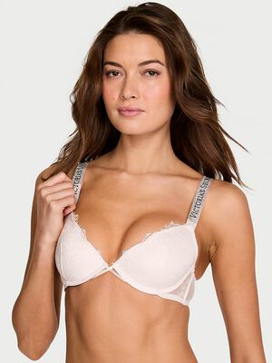 Shine Strap Rose Lace Lightly Lined Low-Cut Demi Bra