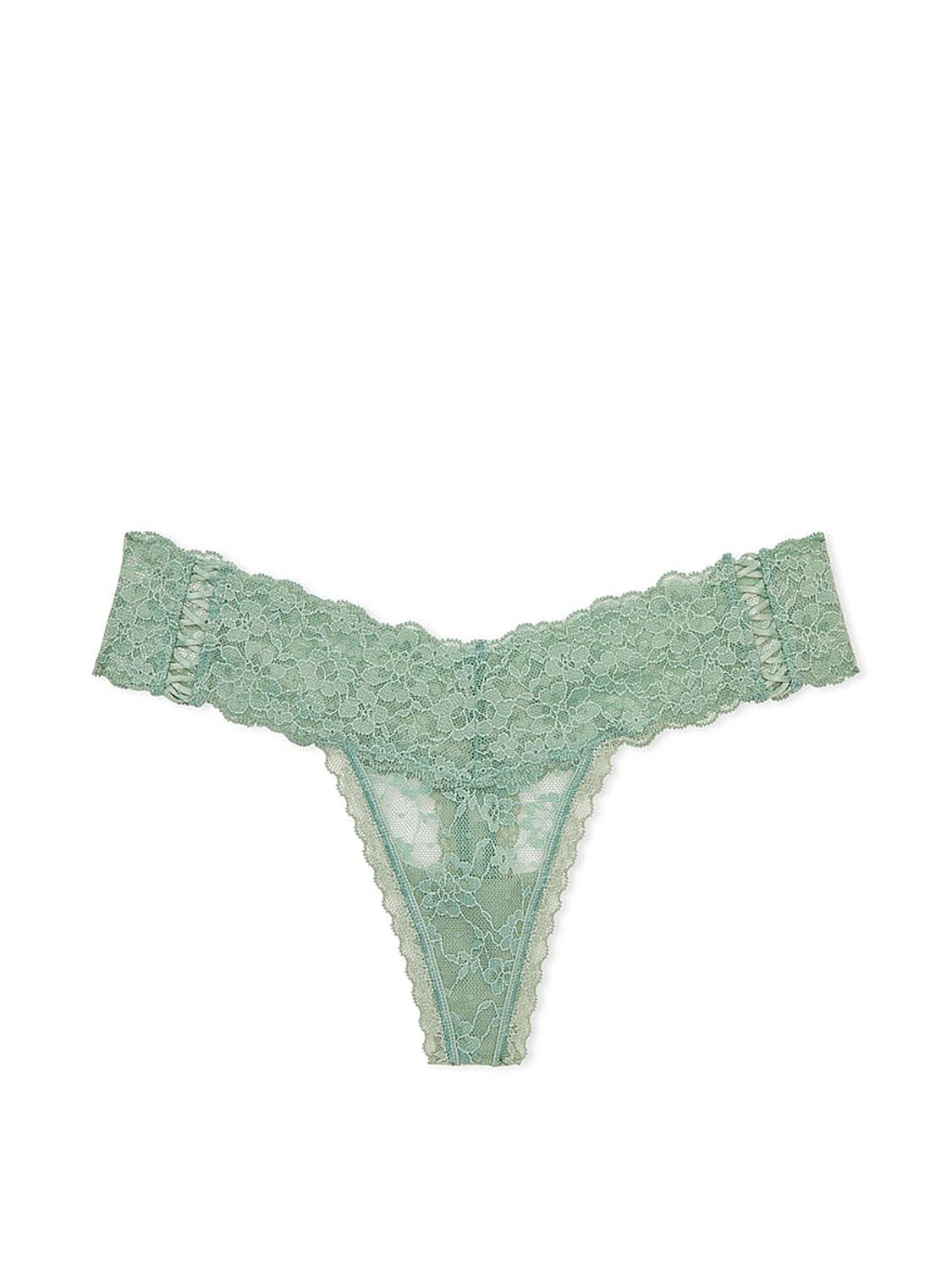 vs The Lacie Lace-Up Lace Thong Panty Seasalt Green 3 of 3 