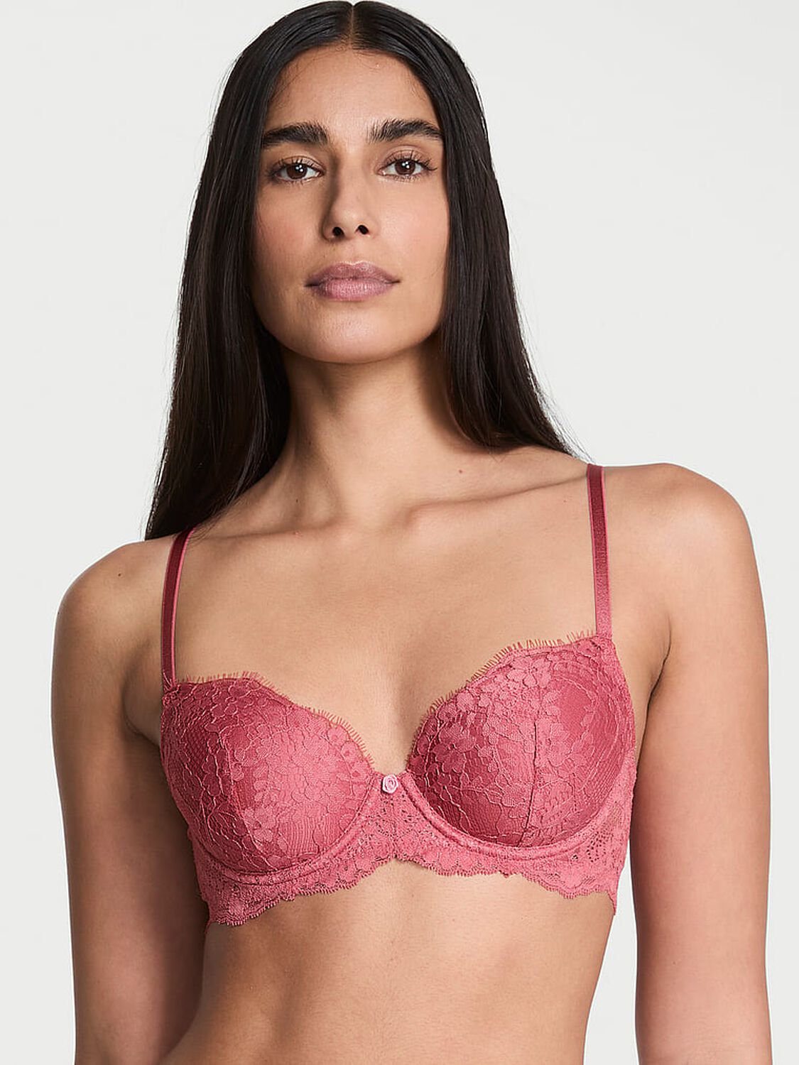 vs Dream Angels Lace Lightly Lined Classic Coverage Demi Bra 1 of 3 