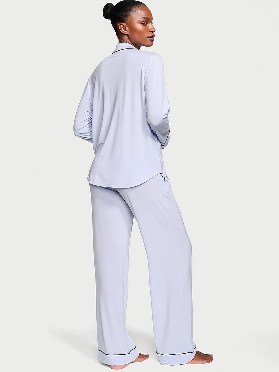 vs Victoria's Secret Modal Long Pajama Set Blue Crescent 2 of 4 