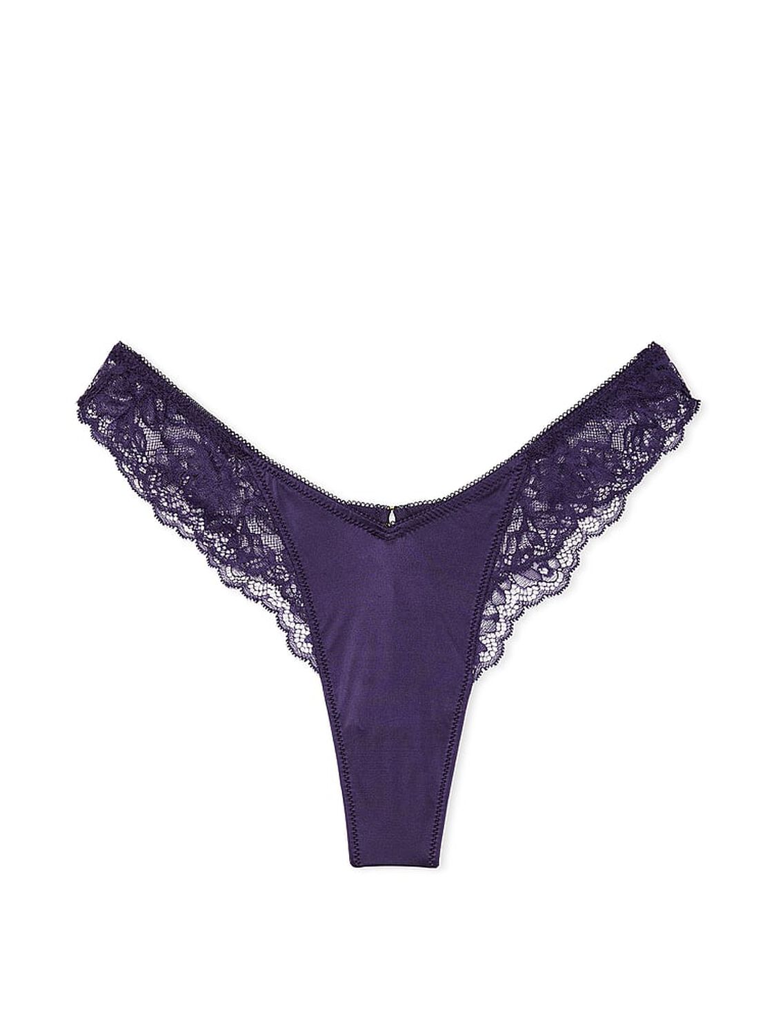 vs Very Sexy Rose Lace-Trim High-Leg Thong Panty Amethyst 3 of 3 