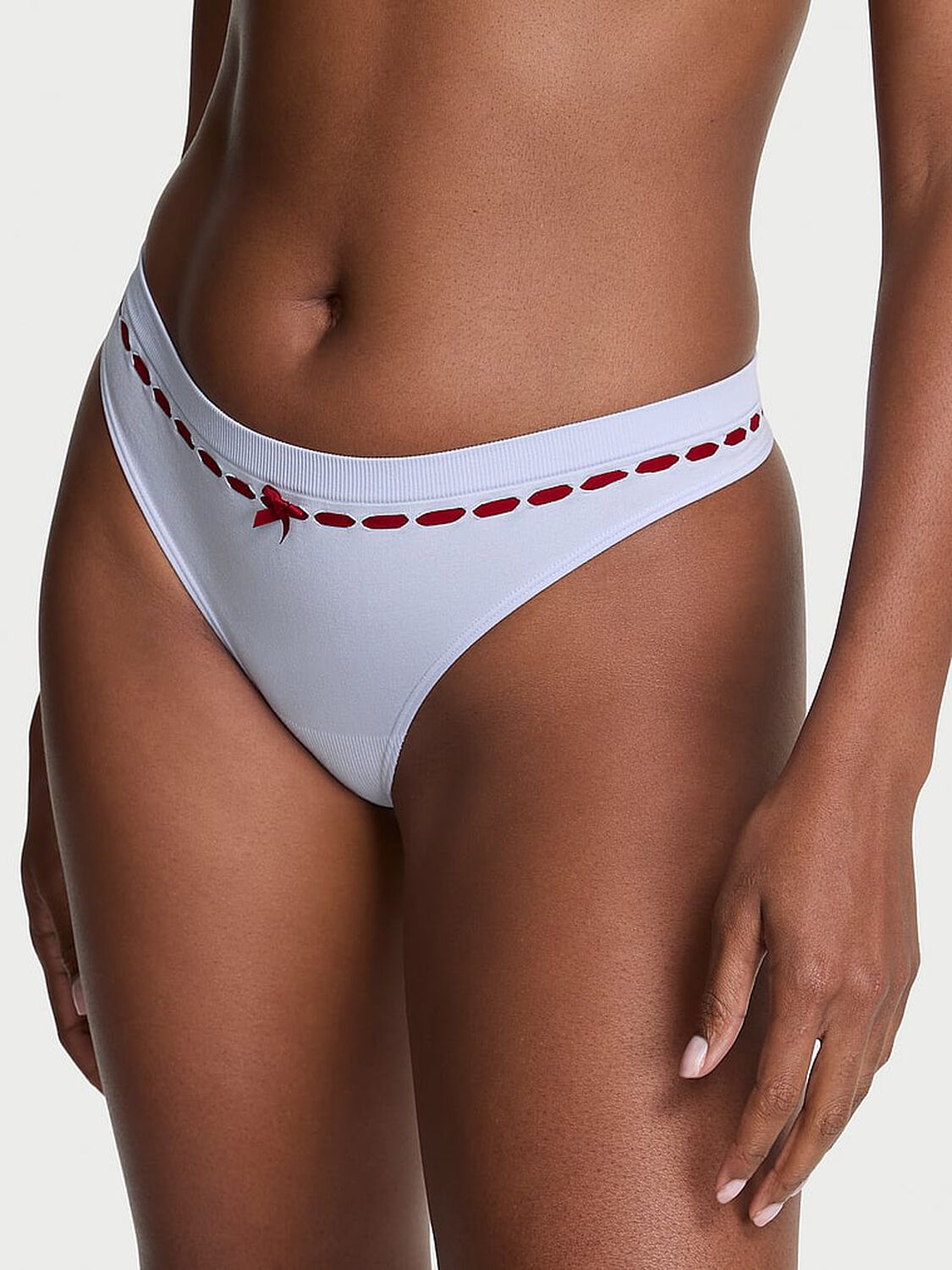 vs Seamless Seamless Ribbon Slot Thong Panty Soft Iris 1 of 3 