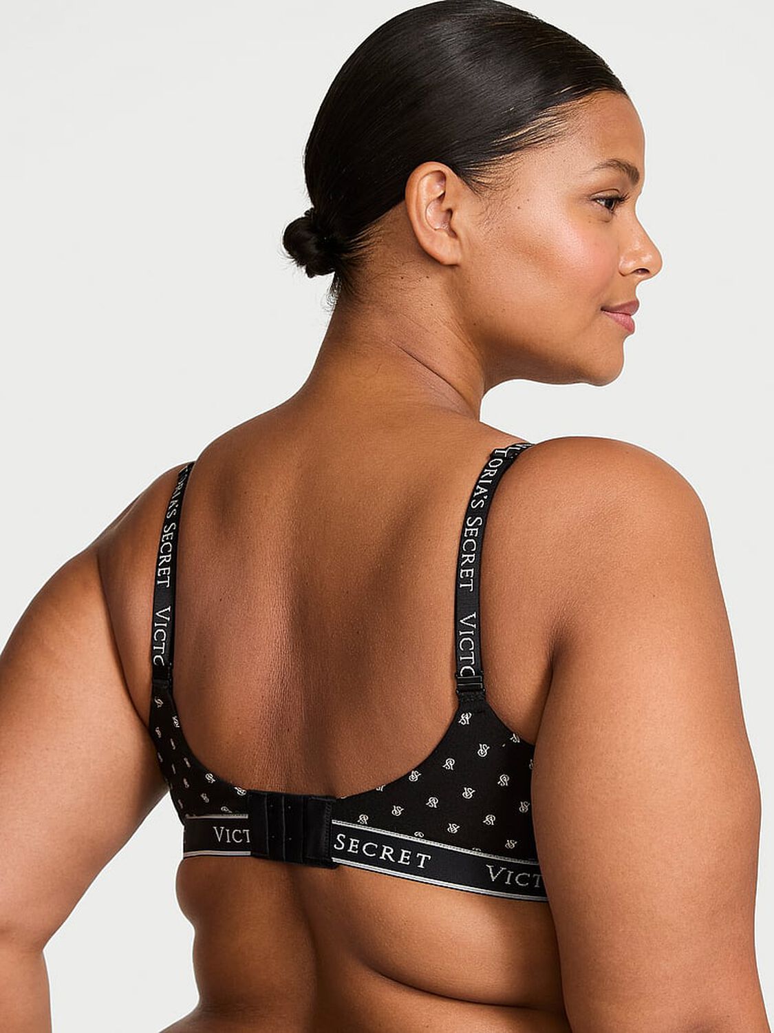 vs The T-Shirt Push-Up Perfect Shape Cotton Bra Black Logos 2 of 3 