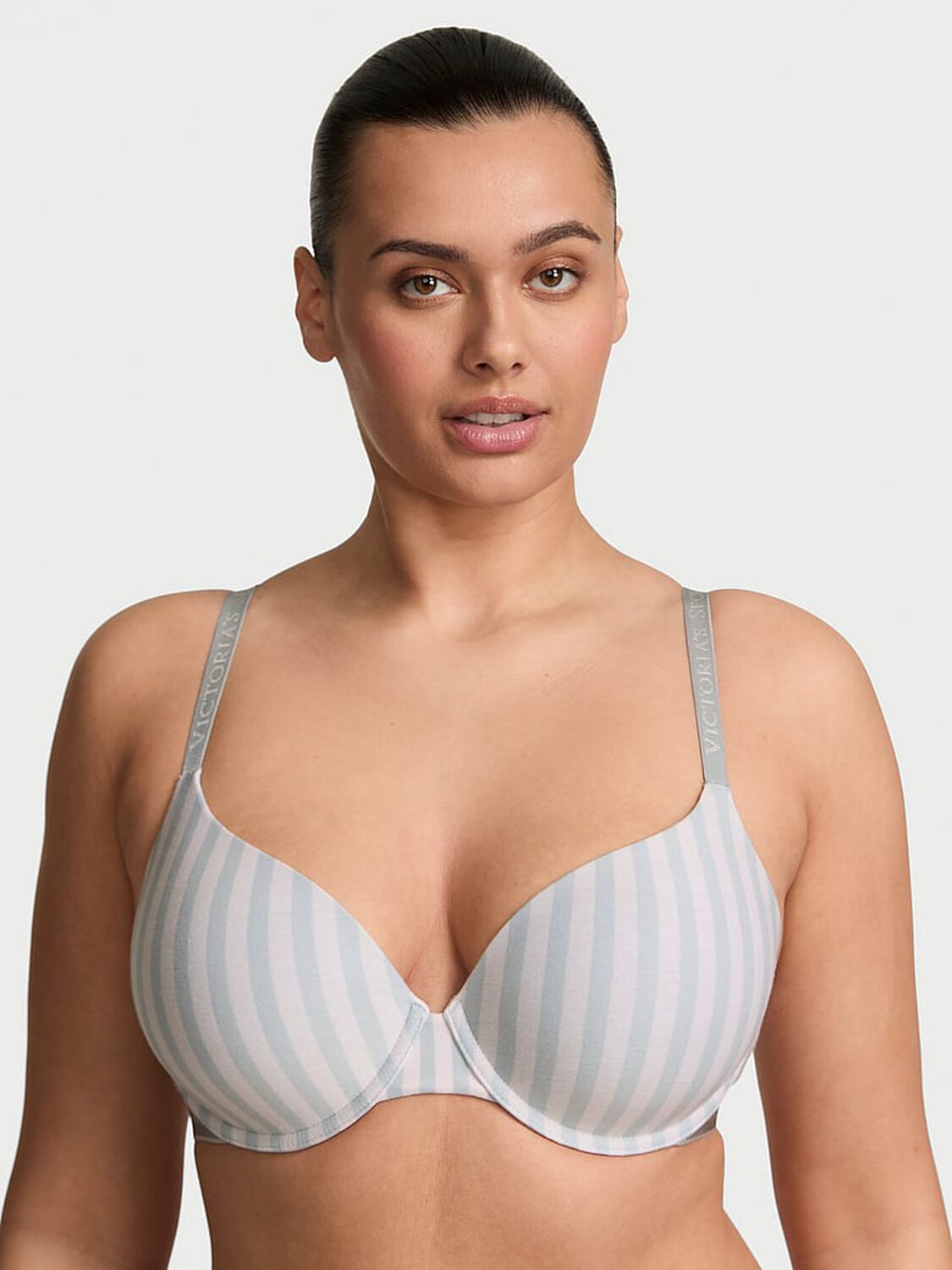 vs The T-Shirt Cotton Lightly Lined Demi Bra Grey Fog 1 of 3 