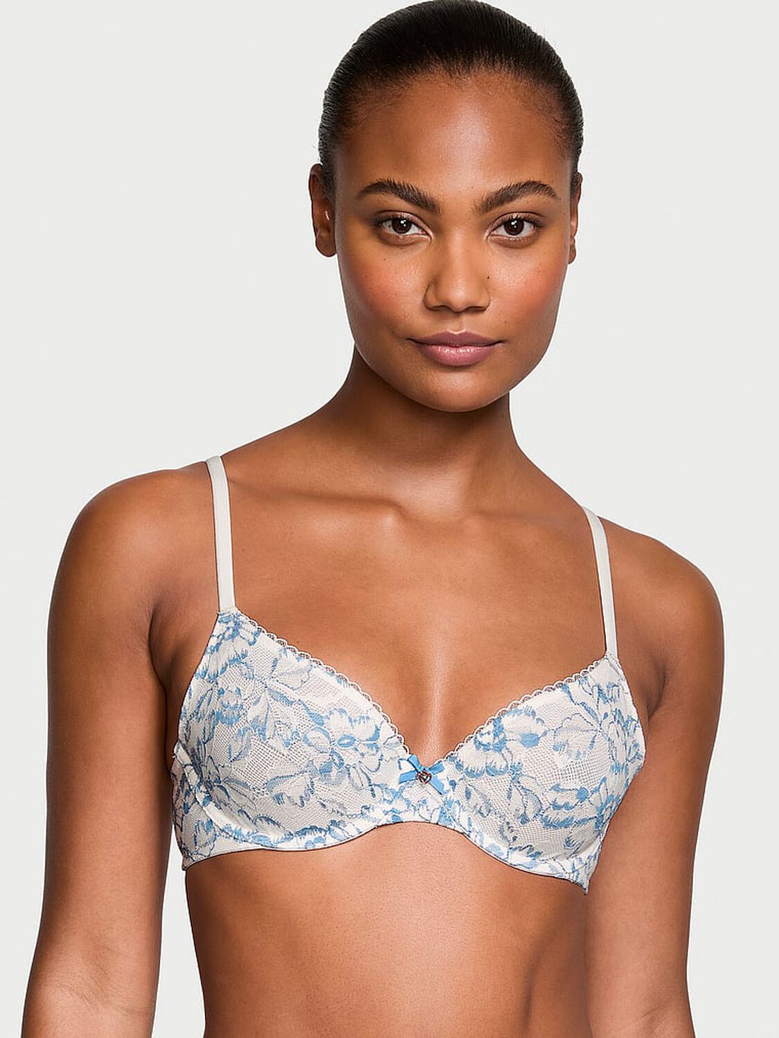 vs Body By Victoria Invisible Lift Unlined Lace Demi Bra Coconut White 1 of 4 