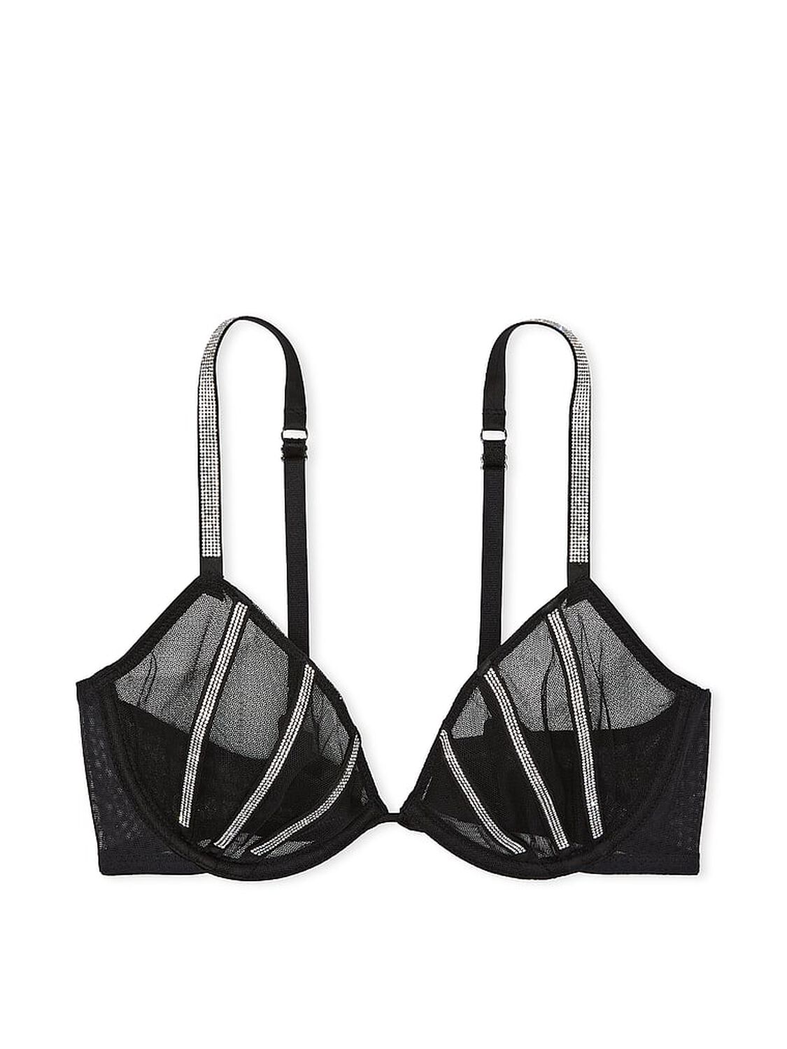 vs Very Sexy Sheer Shine Low-Cut Demi Bra Black 3 of 4 