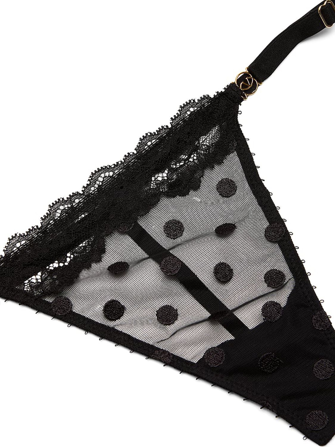 vs Very Sexy Sheer Heritage Dot Lace-Trim V-String Panty Black 5 of 5 
