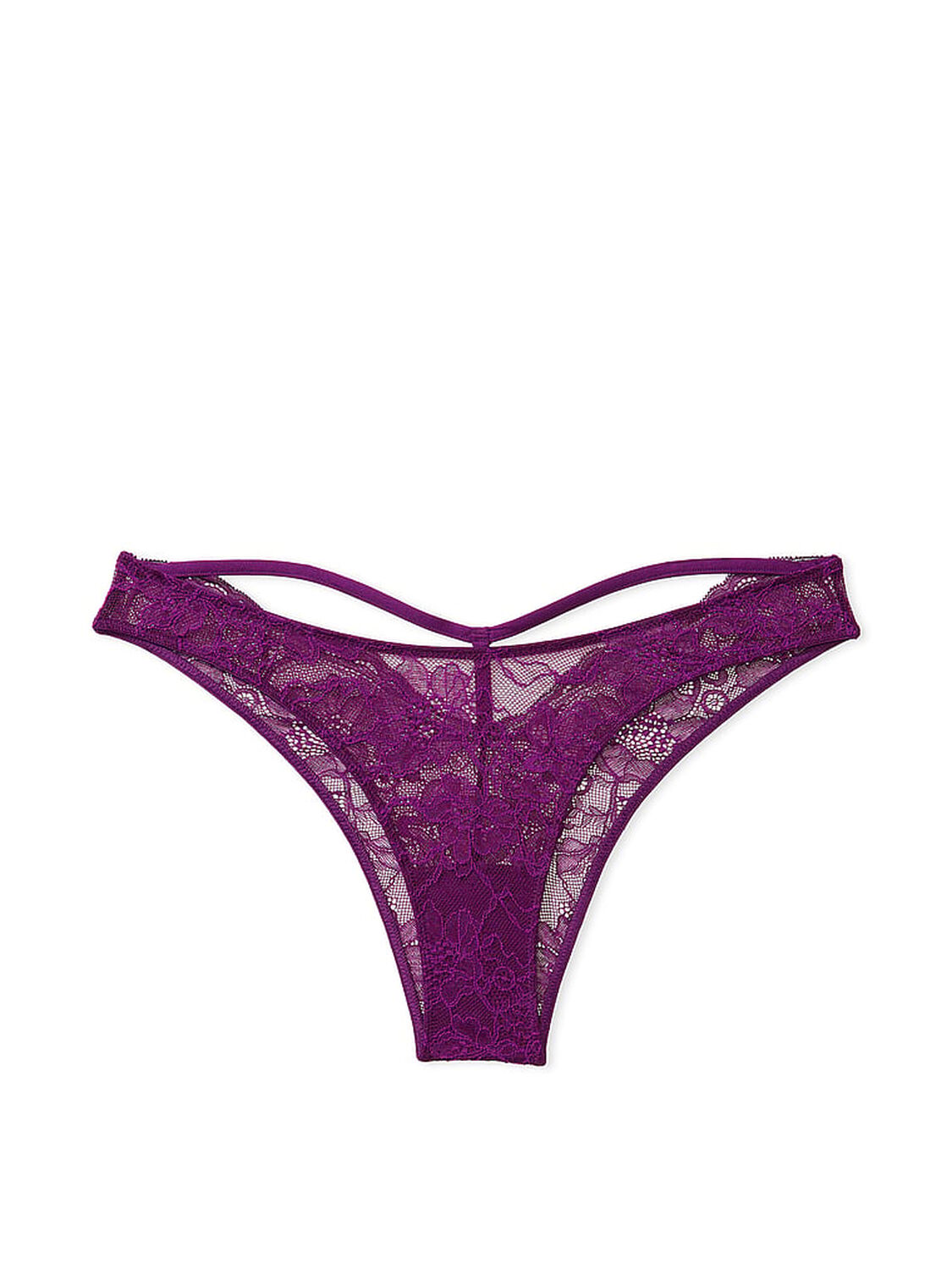 vs Very Sexy Shine Strap Cut-Out Back Lace Brazilian Panty Grape Soda 3 of 4 