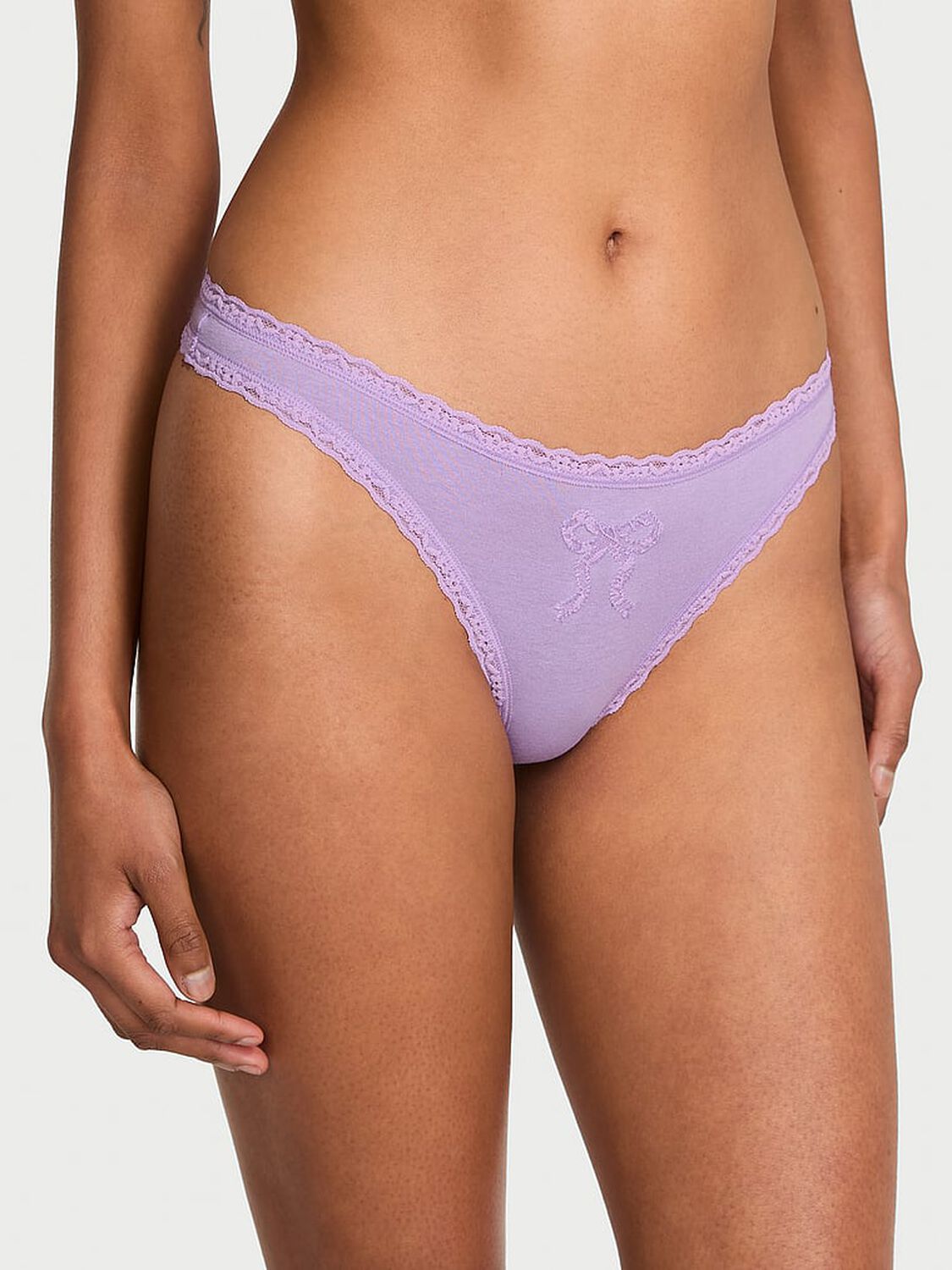 vs The Lacie Cotton Lace Bow Thong Panty Jasmine 1 of 2 