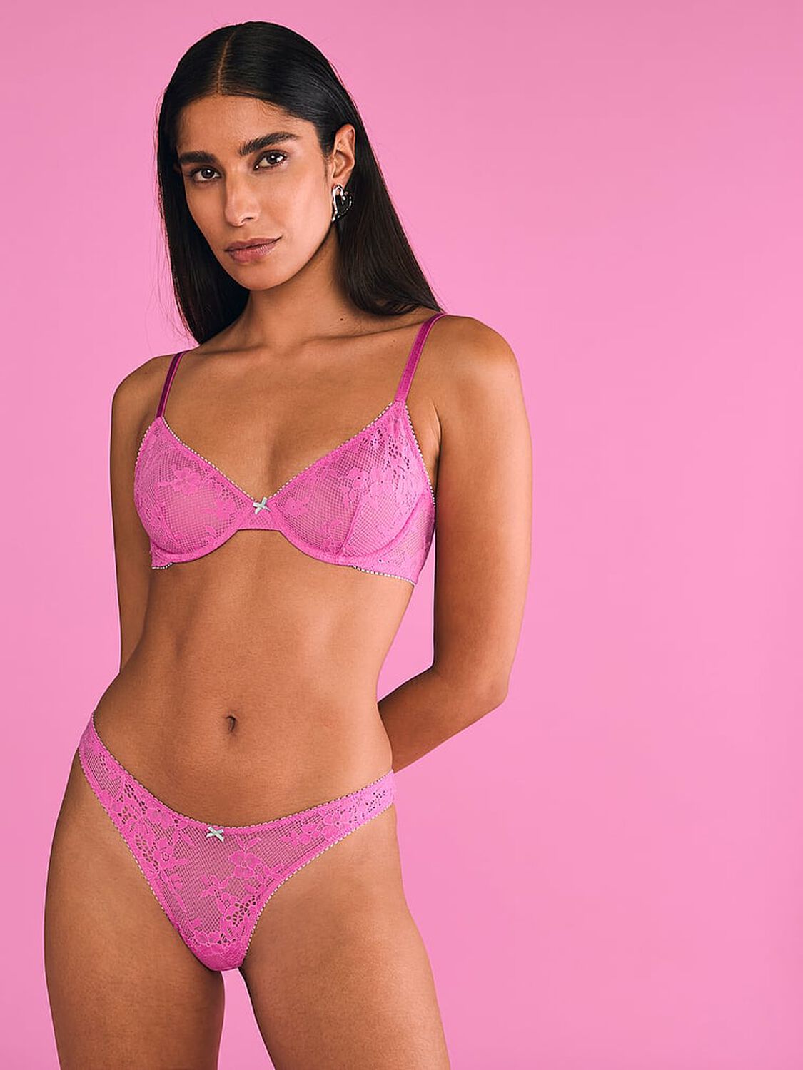 vs Victoria's Secret Tease Lace Unlined Demi Bra New Peony & Waterfall 3 of 3 