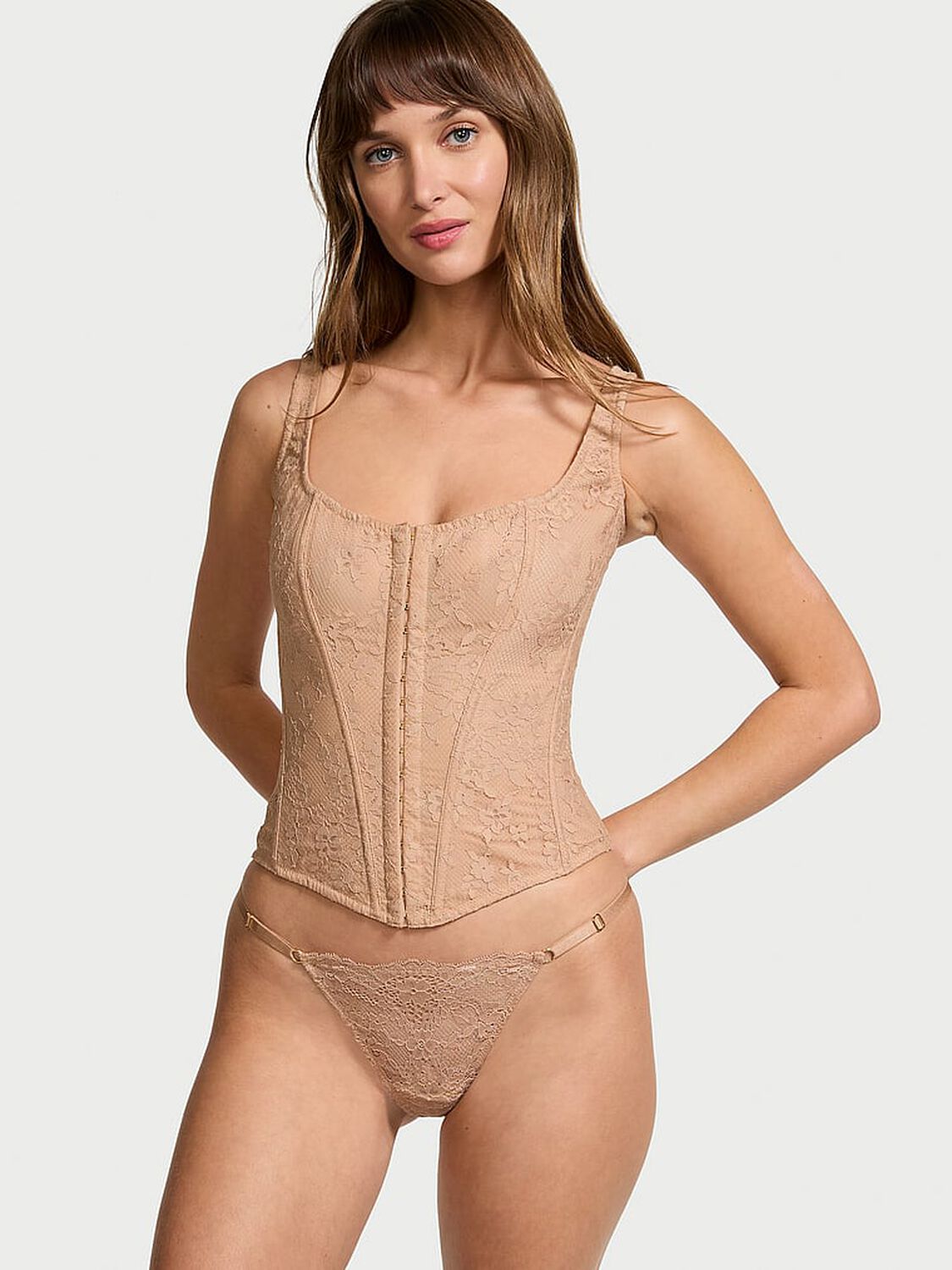 vs Very Sexy Classic Lace Corset Set Praline 1 of 4 