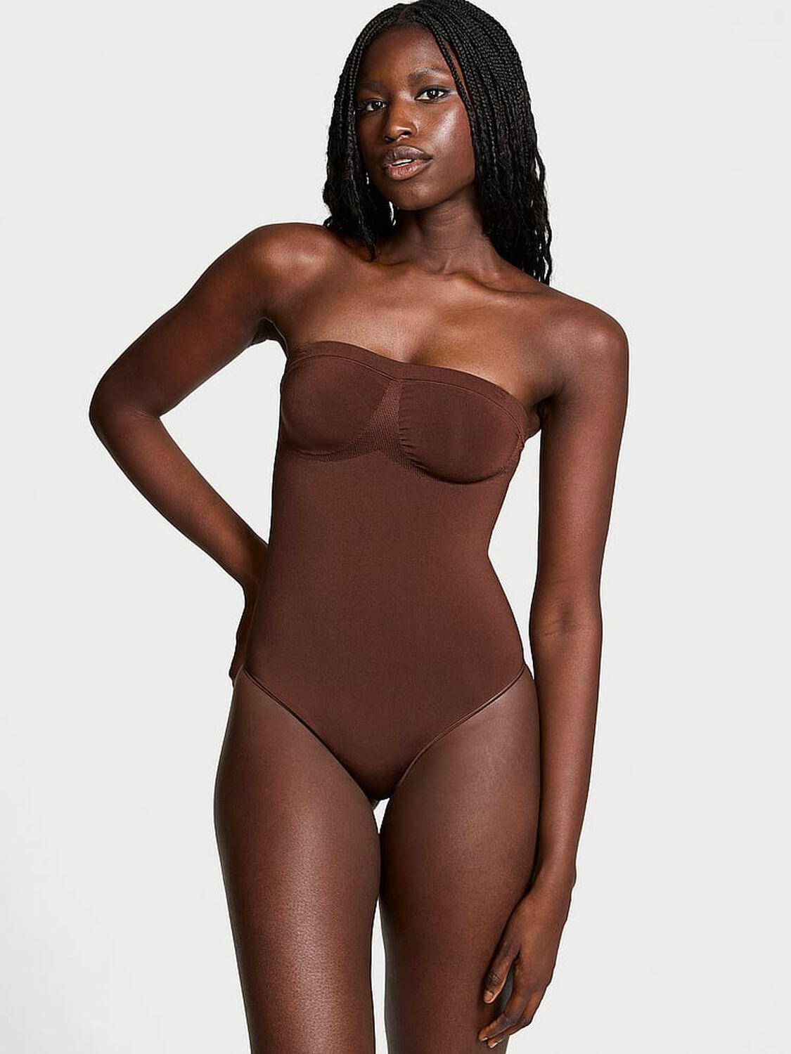 vs Victoria's Secret Shapewear by Victoria SeamlessShaping™ Strapless Bodysuit Ganache 1 of 4 