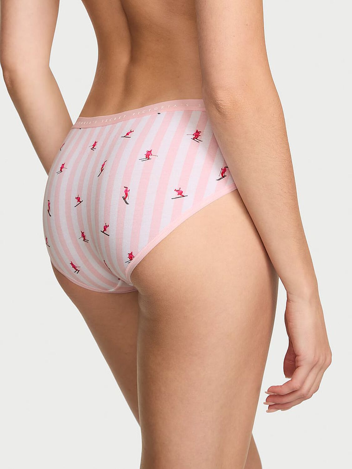 vs Victoria's Secret Stretch Cotton Hiphugger Panty Pink Skier Stripes 2 of 2 