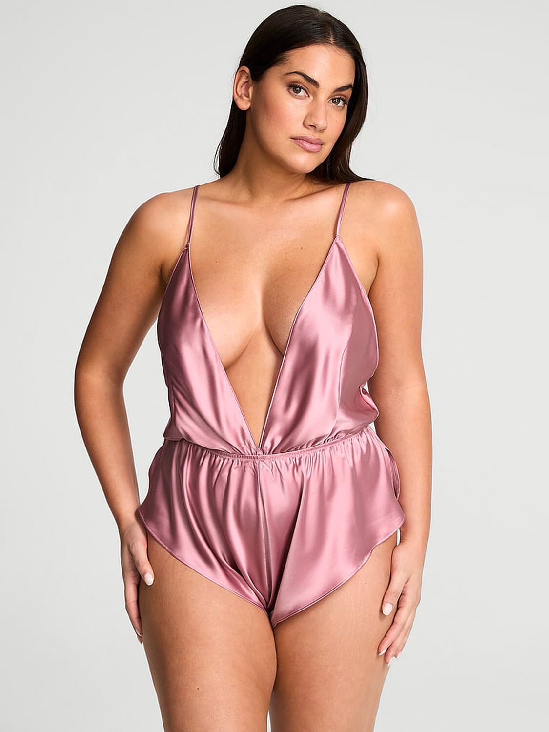 vs Victoria's Secret Satin Flutter Romper Dusk Mauve 4 of 4 