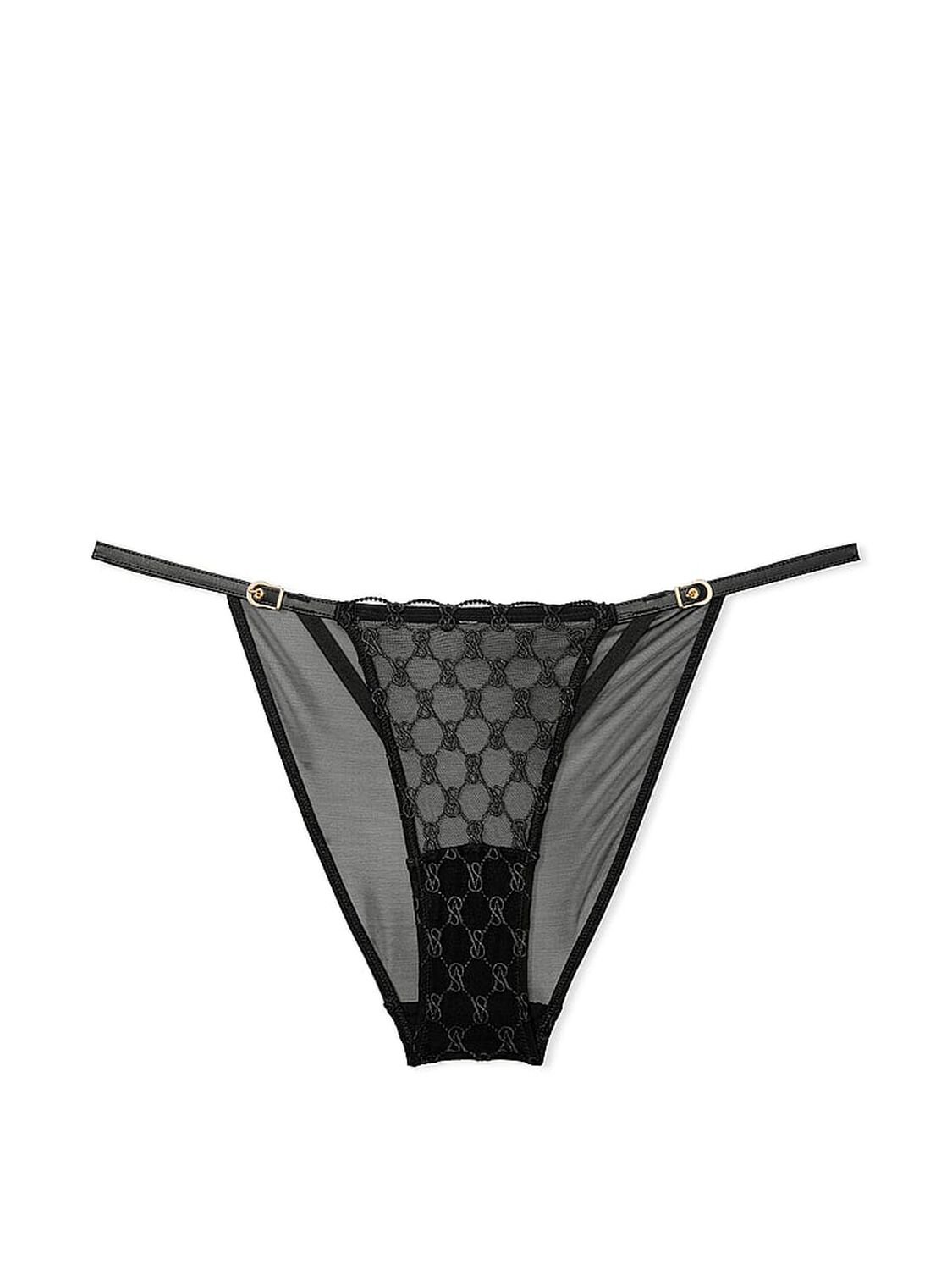 vs Very Sexy VS Logo Embroidery String Bikini Panty Black 3 of 3 