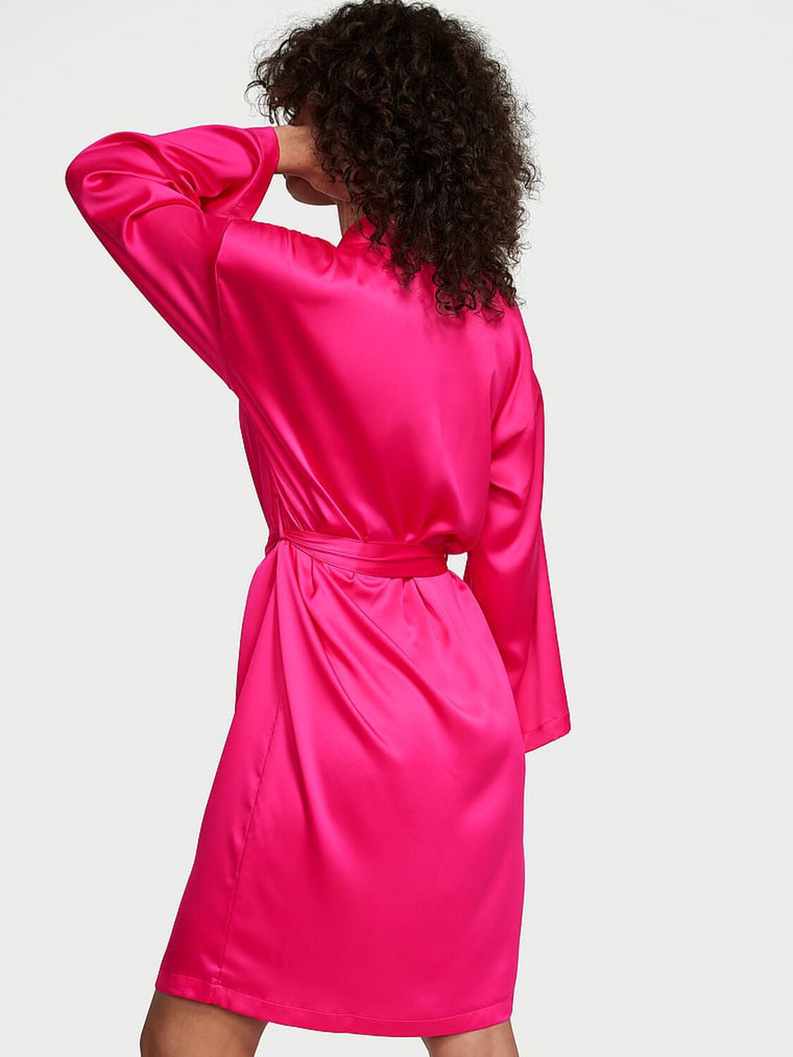 vs Victoria's Secret Satin Midi Robe Hot Pink 2 of 3 
