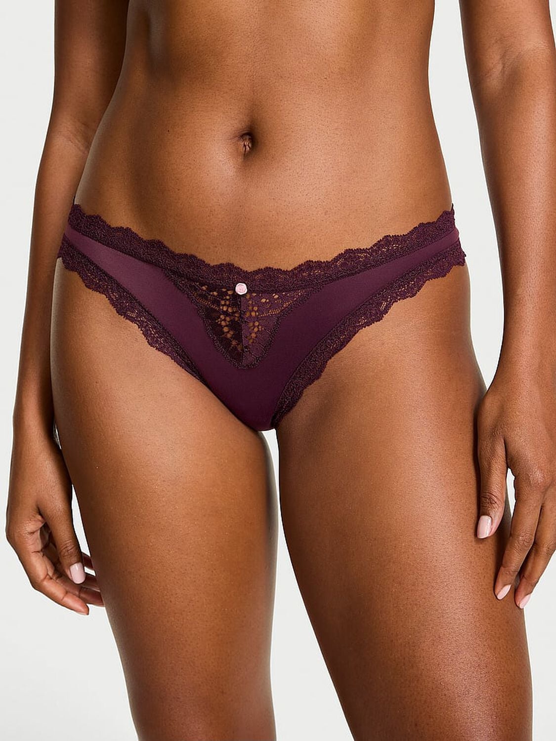 vs Dream Angels Lace-Trim Bikini Panty Winter Wine 3 of 3 