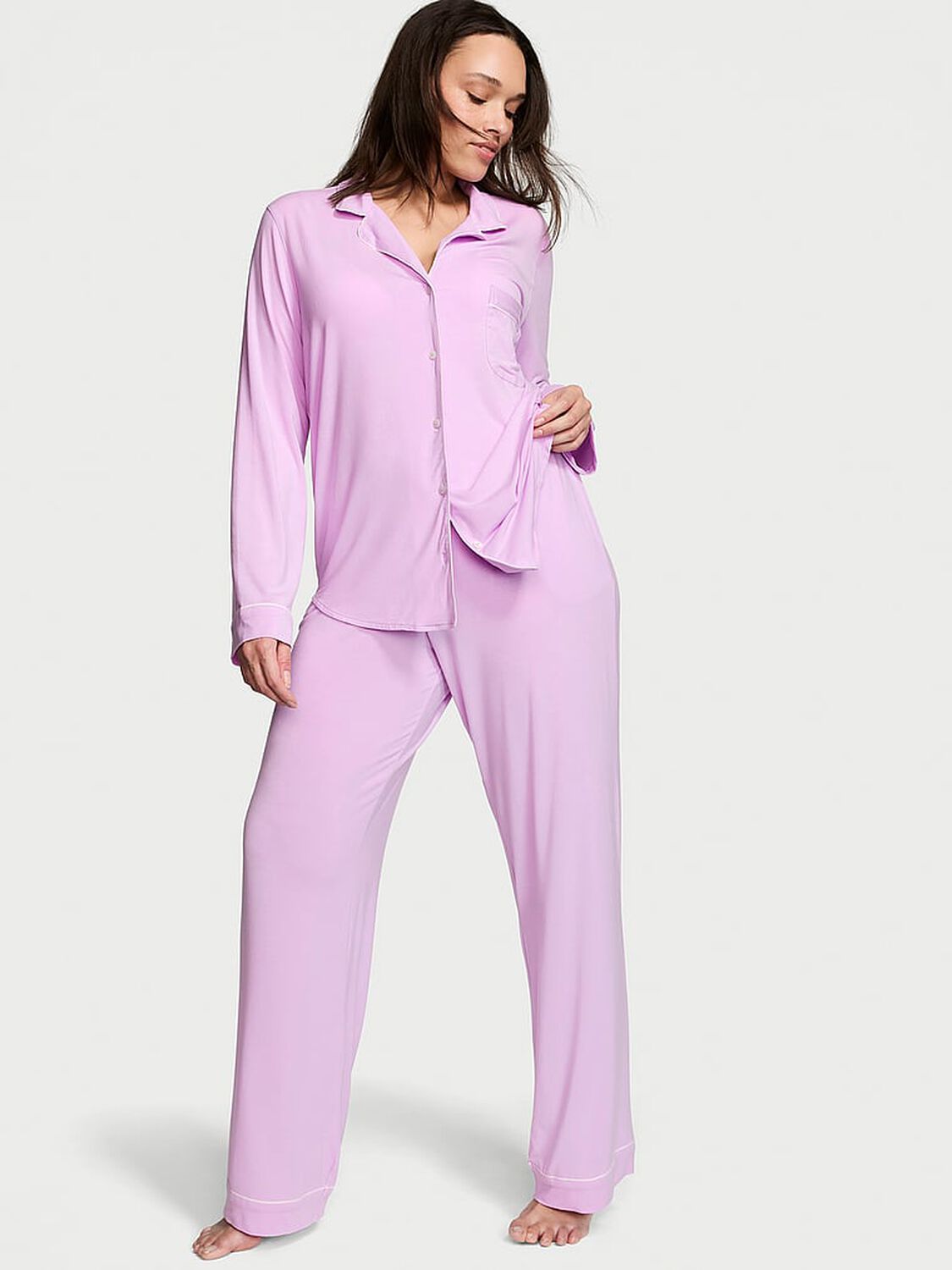 vs Victoria's Secret Modal Long Pajama Set Violet Sugar 1 of 4 