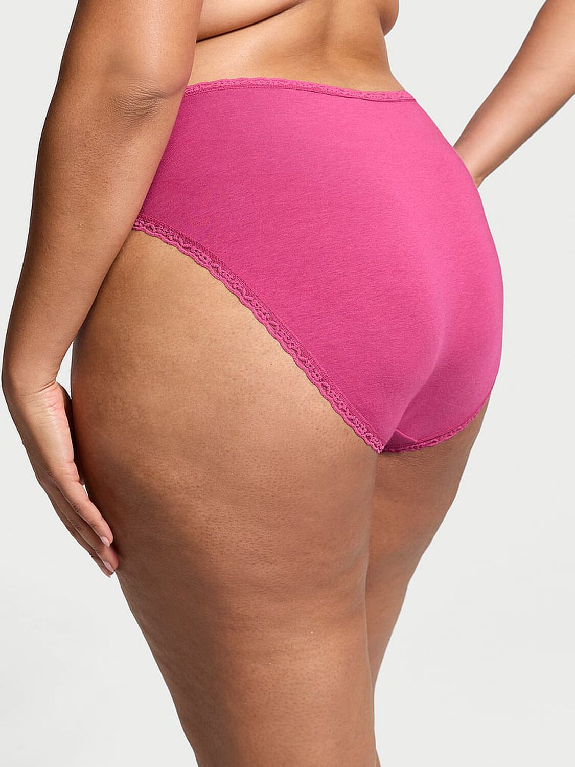 vs The Lacie Lace-Trim Cotton High-Leg Brief Panty Luscious Rose 2 of 3 
